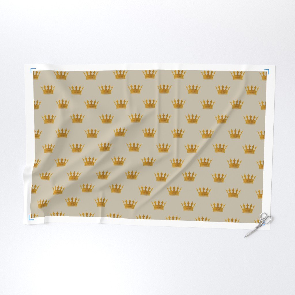 George Grey Royal Golden Crowns Fabric gray crowns fabric