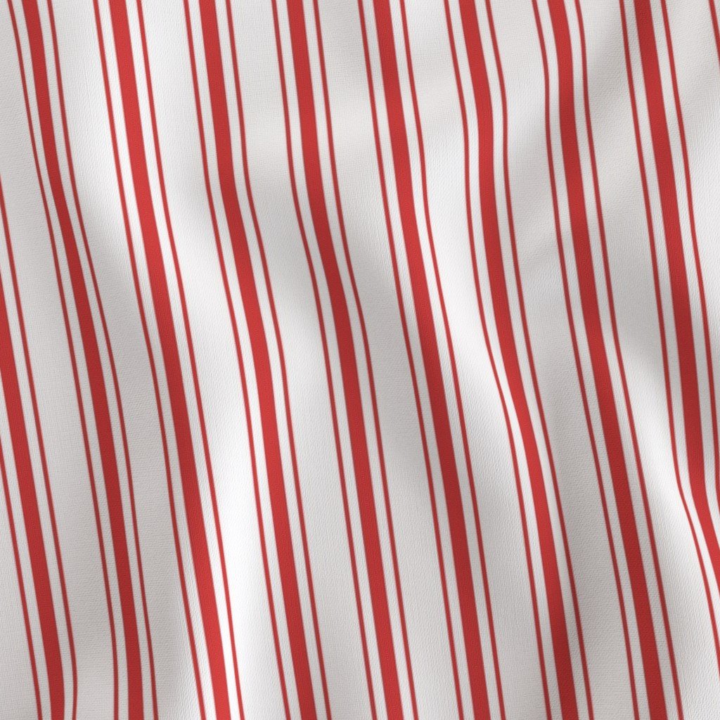 Mattress Ticking Narrow Striped Pattern in Red and White Fabric mattress ticking fabric
