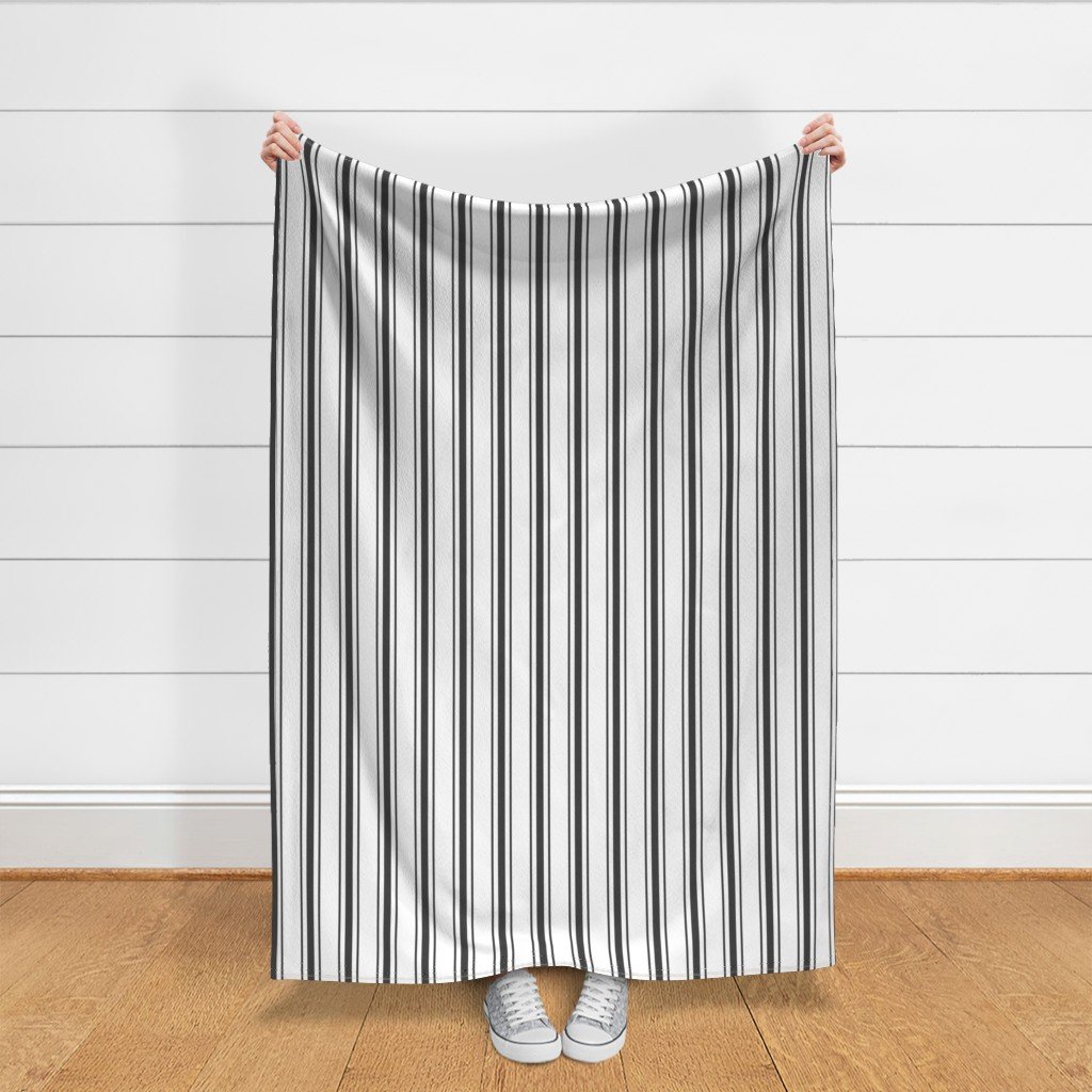 Mattress Ticking Wide Striped Pattern in Dark Black and White Fabric black mattress ticking fabric