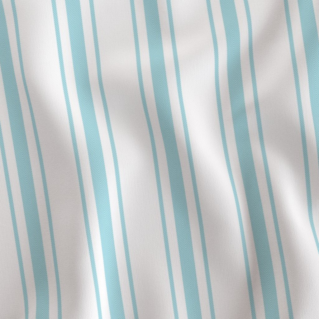 Pale Sky Blue and White Striped Mattress Ticking Fabric blue ticking fabric