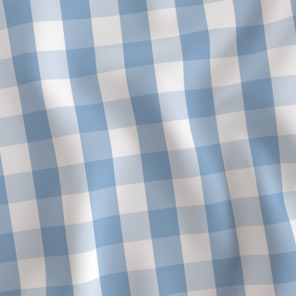 Airy Blue Gingham Check Fabric checked plaid fabric