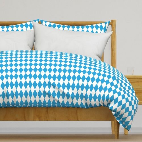 Oktoberfest Bavarian Blue and White Medium Diagonal Diamond Pattern Home Decor Collection Decor Collection beer garden duvet cover design