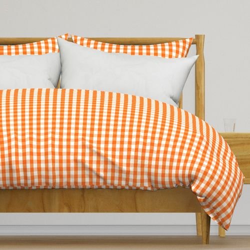 Small Pumpkin Orange and White Gingham Check Pattern Design Collection Home Styling Collection orange gingham duvet cover design