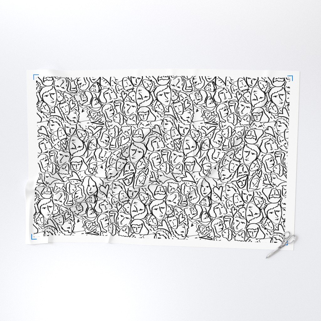 Elio Hearts in Black and White Fabric crying scene fabric