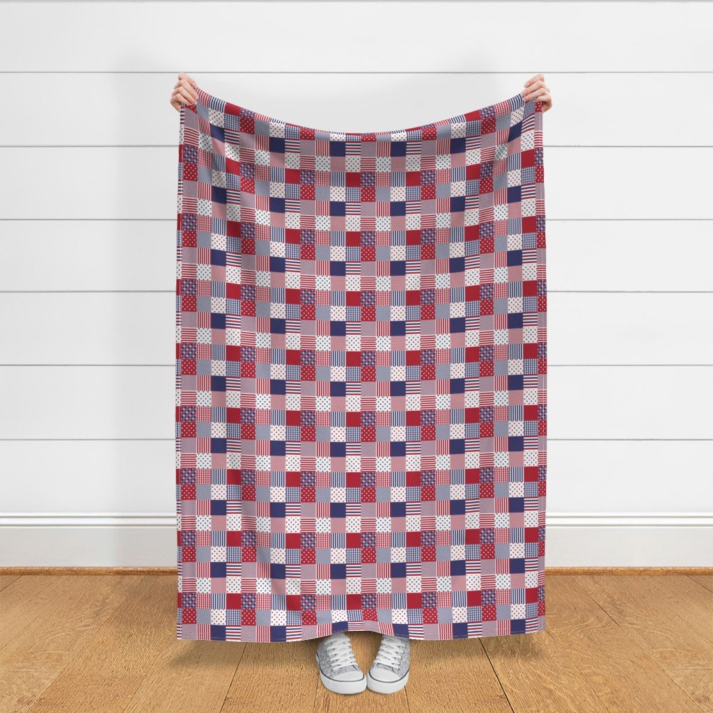 USA Mini Flag Patchwork Quilt Squares Fabric cheater quilt fabric