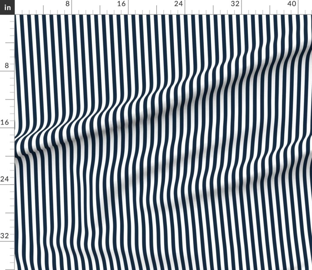 Navy Blue Sailor 1/2" Thin Stripes Fabric design