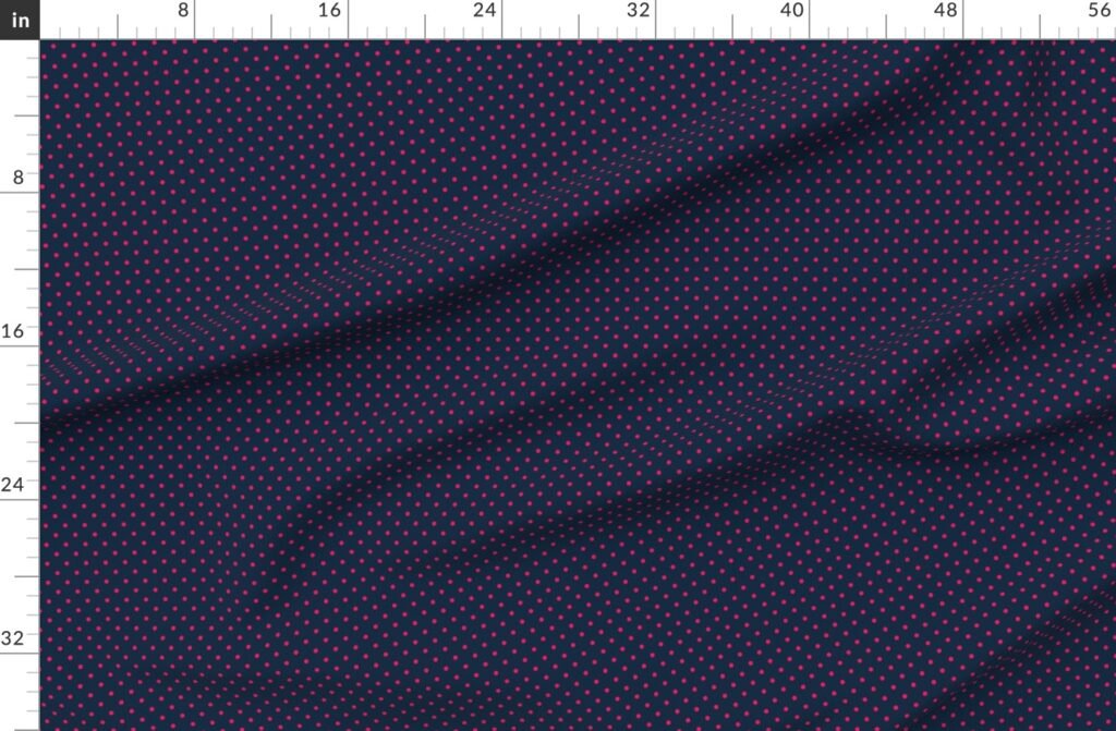 Mini Hot Pink Polkadots on Navy Blue Fabric design
