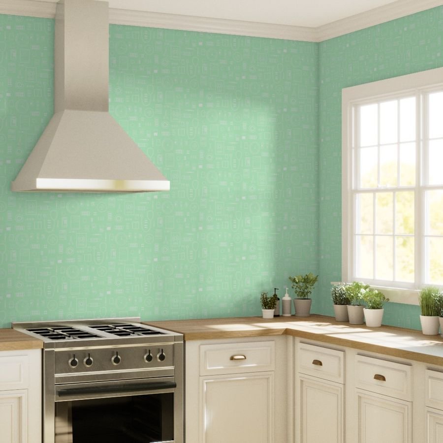 Scrubs Green with White Outlined Drawings of Medical Symbols Wallpaper pale green wallpaper
