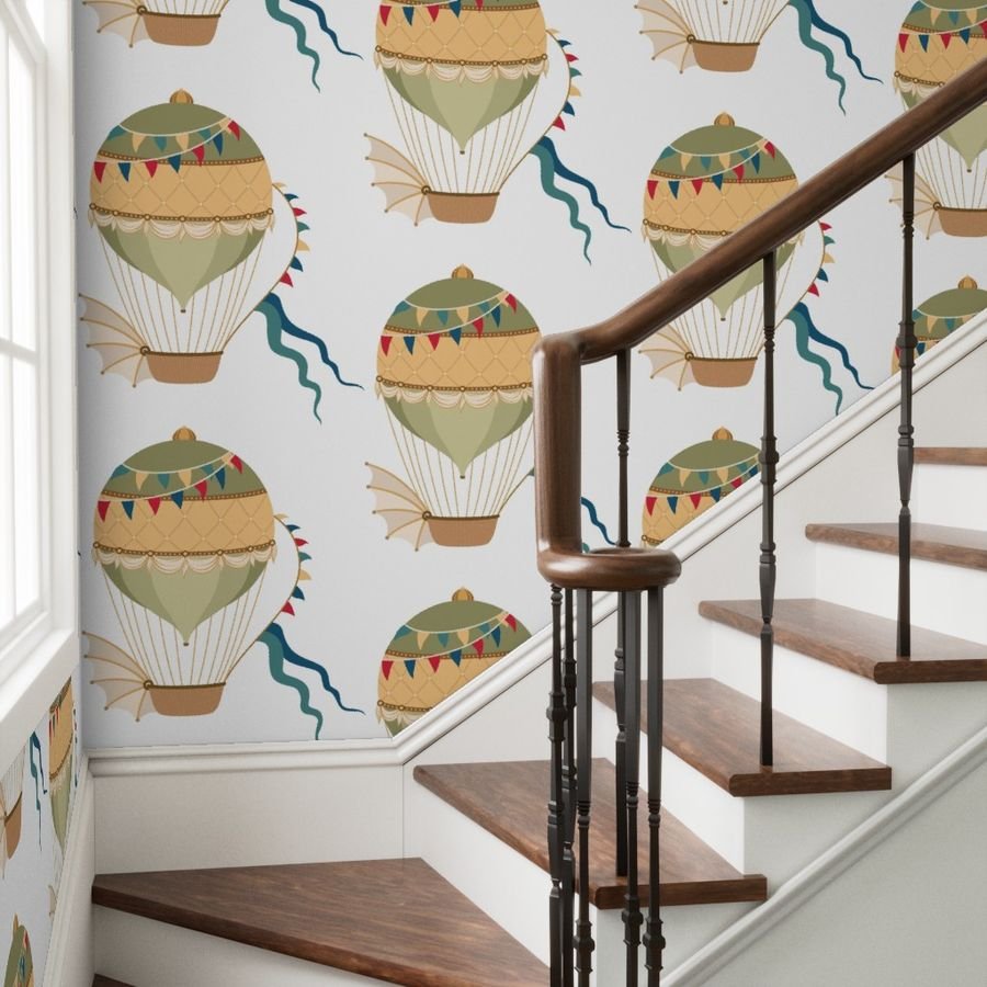 Vintage Ornamental Winged Hot Air Helium Balloons Wallpaper hot air wallpaper