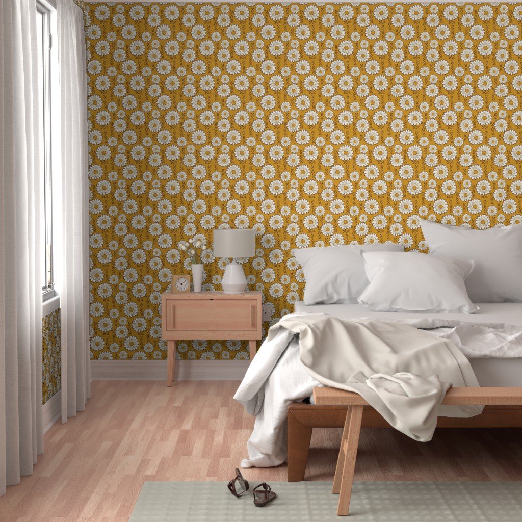 Harry Sunflower Shirt Flower Print Hippie Pop Art Floral Pattern Wallpaper huge flowers wallpaper