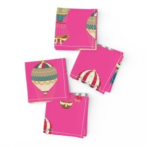 Vintage Hot Air Balloons on Hot Pink Home Styling Collection Design Collection hot air balloon napkins design