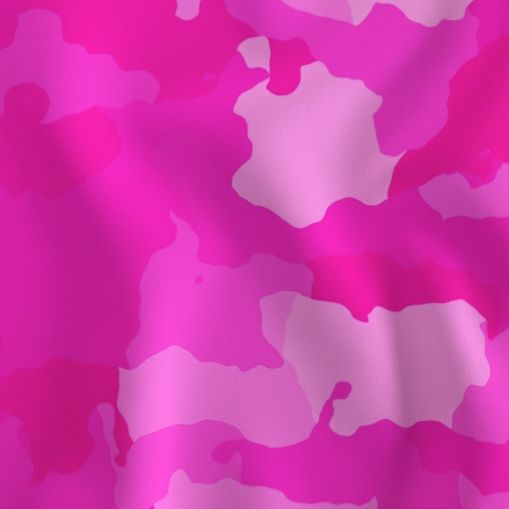 Hot Shocking Neon Pink Girlie Feminine Camo Camouflage Pattern Fabric hot pink fabric