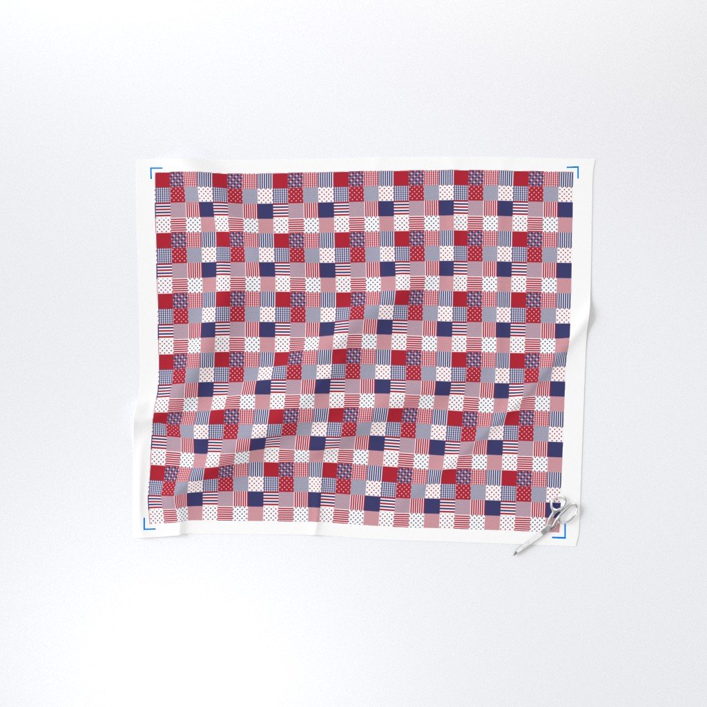 USA Micro Flag Patchwork Quilt Squares Fabric stars stripes fabric