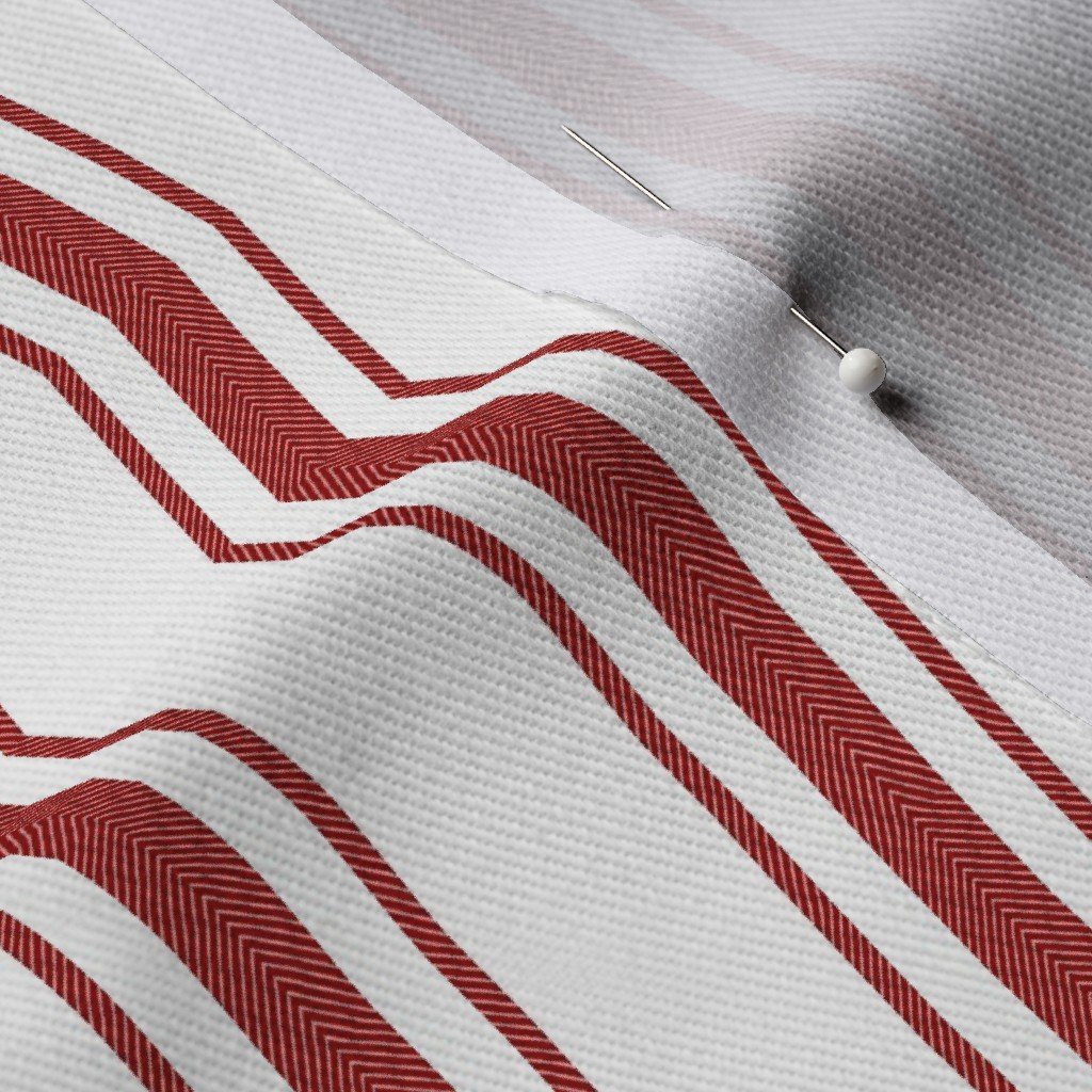 Mattress Ticking Narrow Striped Pattern in Crimson Red Fabric crimson stripes fabric