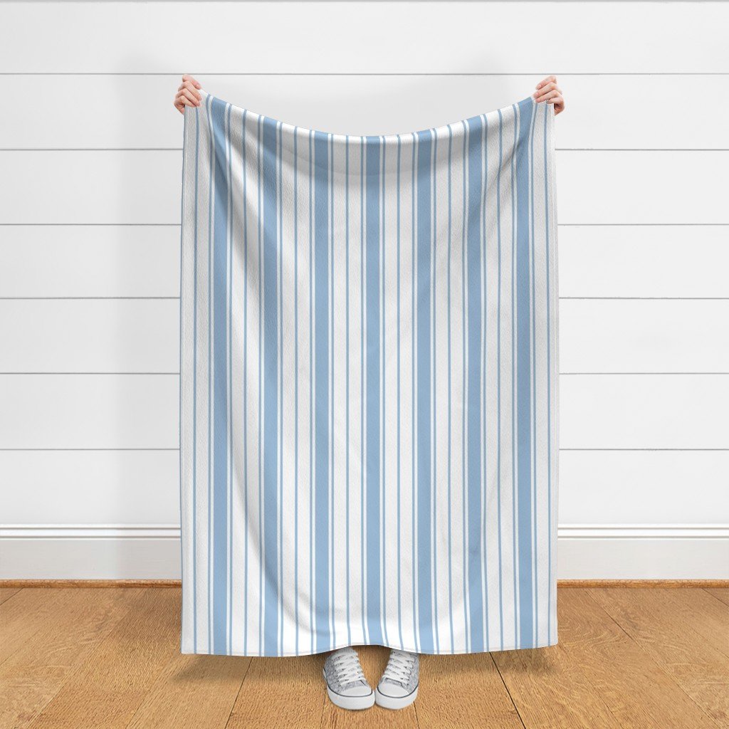 Blue and White Vertical French Stripe Fabric jumbo stripe fabric