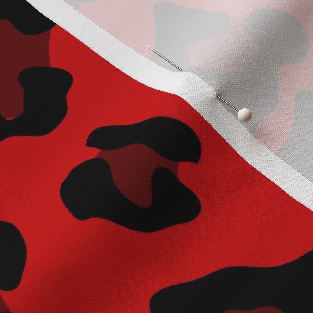 Jumbo Leopard Spots Animal Repeat Pattern Print in Red and Black Fabric animal spots fabric