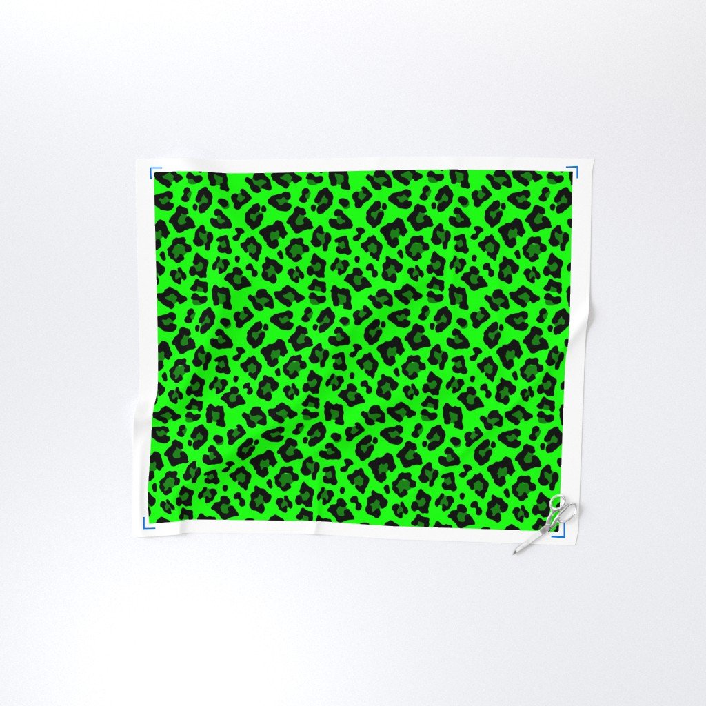 Jumbo Leopard Spots Animal Repeat Pattern Print in Green and Black Fabric green and black fabric