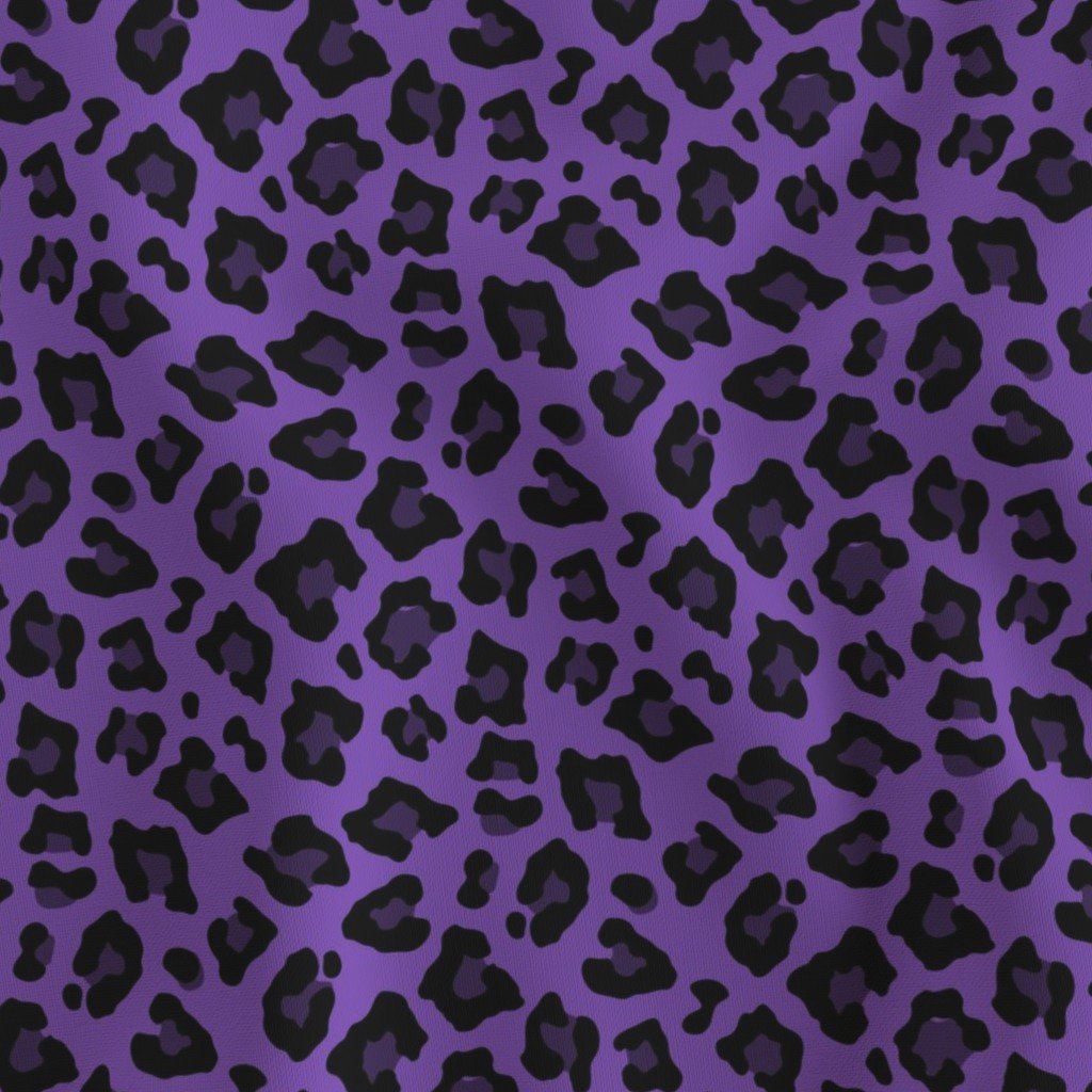 Leopard Spots Animal Repeat Pattern Print in Purple and Black Fabric leopard pattern fabric