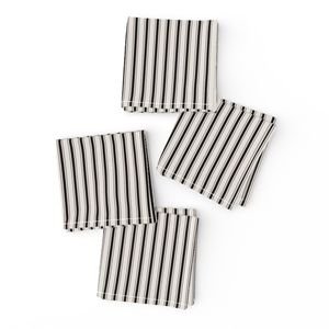 Micro Coal Black Antique Vintage Mattress Ticking Stripe on Cream Design Collection Home Styling Collection artistic napkins design