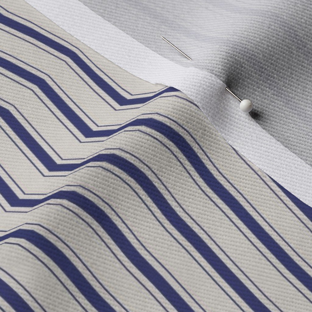 Micro Cornflower Blue Antique Vintage Mattress Ticking Stripe on Fabric blue and cream fabric