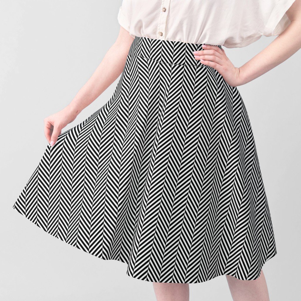 Small Black and White Herringbone Pattern Fabric classic fabric