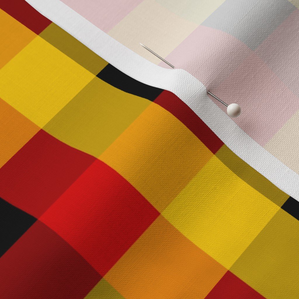 German Flag Colors Red Gold and Black Large 1 Inch Gingham Check Fabric red gold black fabric
