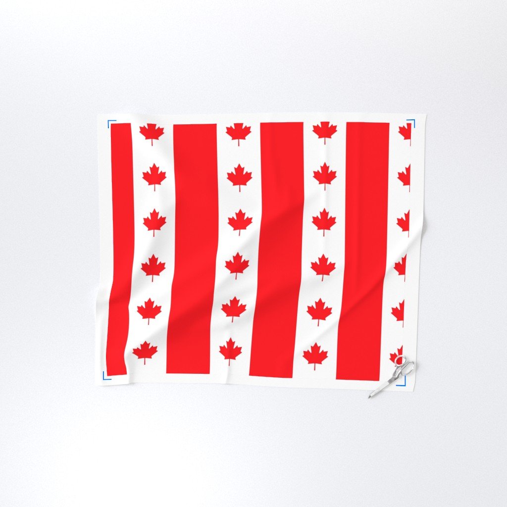 Canadian Flag Colors Red White and Maple Leaves Jumbo 6 Inch Vertical Fabric red white fabric