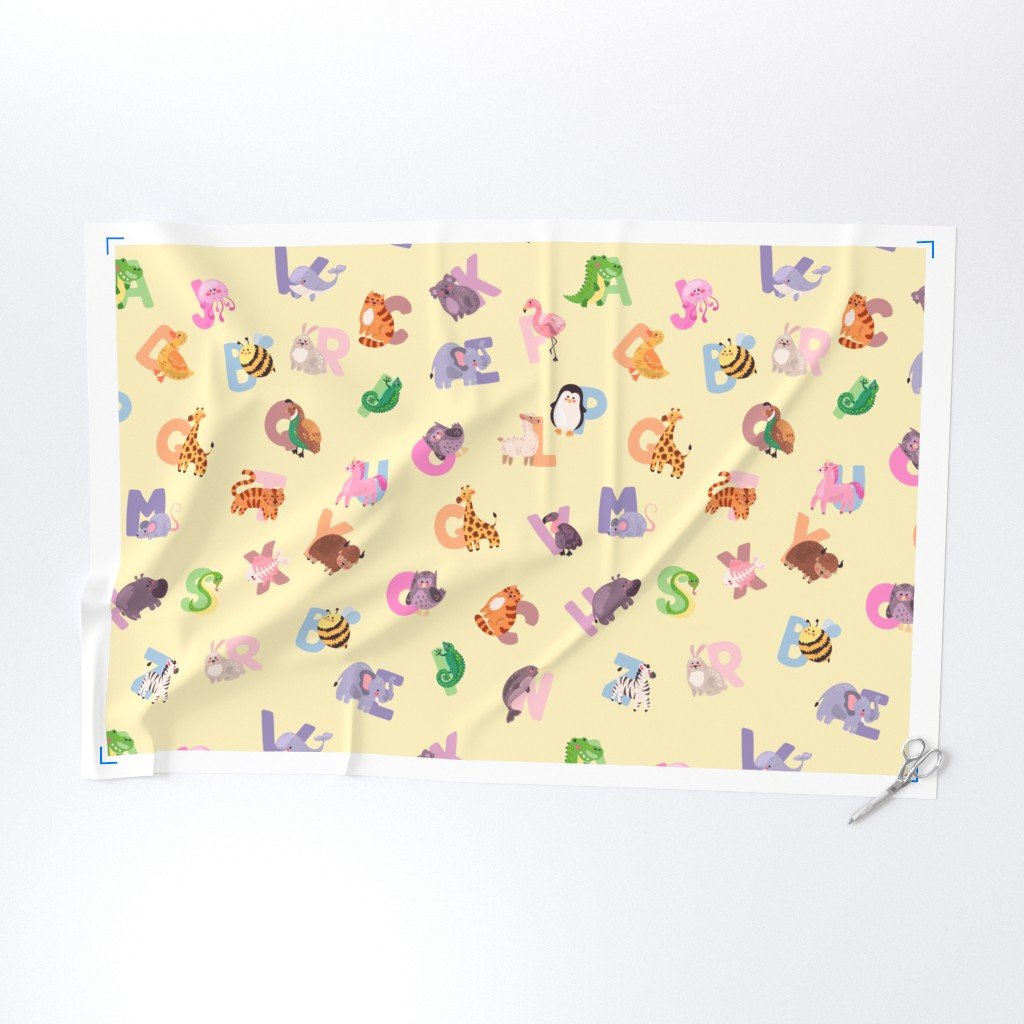 Whimsical Nursery Alphabet in Adorable Animals for Babies and Fabric letters of alphabet fabric