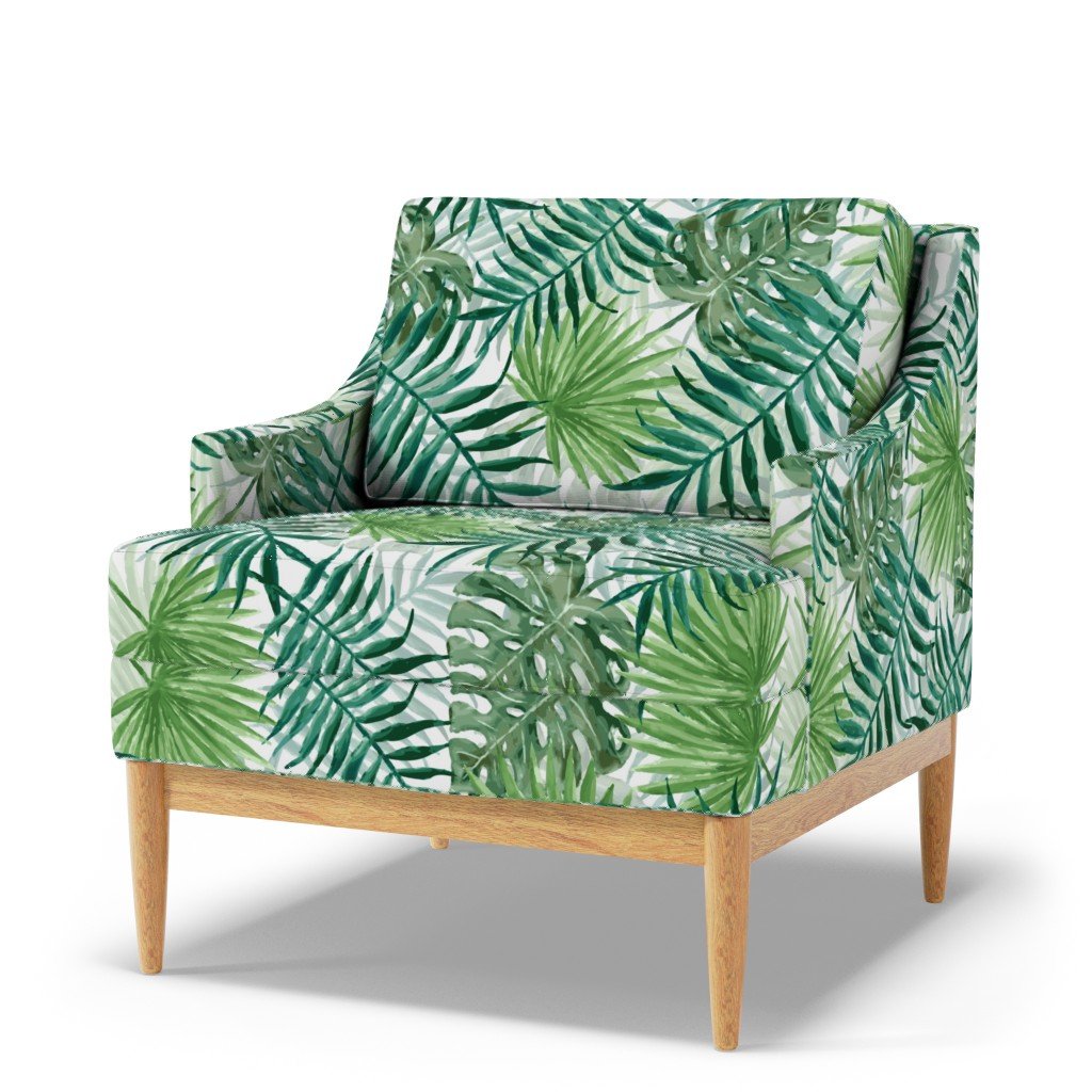 Large Green Fern Palm and Monstera Tropical Plants Fabric bright fabric