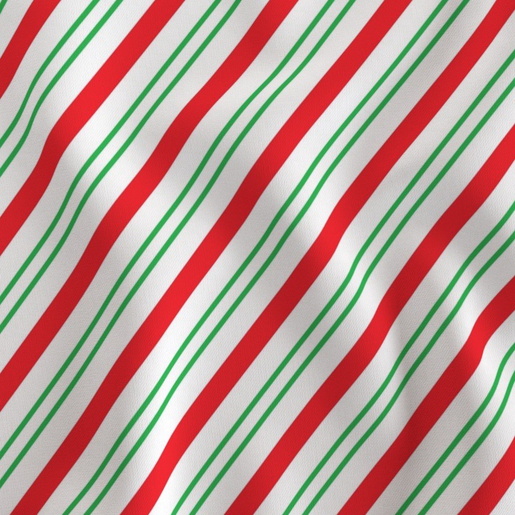 Red and Green Diagonal Christmas Candy Stripes Fabric classic stripes fabric