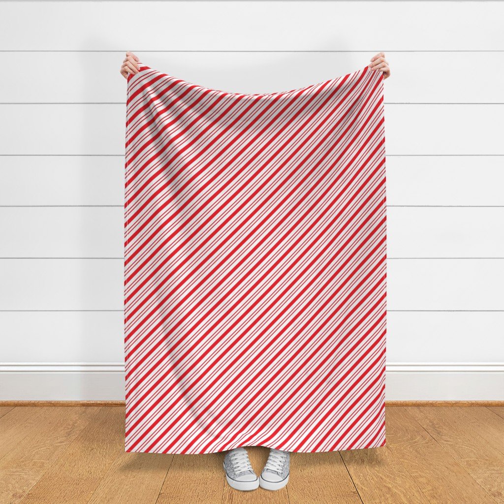 Red Diagonal Christmas Candy Stripes Decor Collection Interior Collection classic stripes fabric