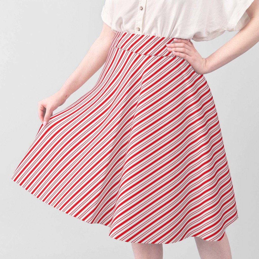 Small Classic Red Diagonal Christmas Candy Stripes Fabric diagonal stripes fabric