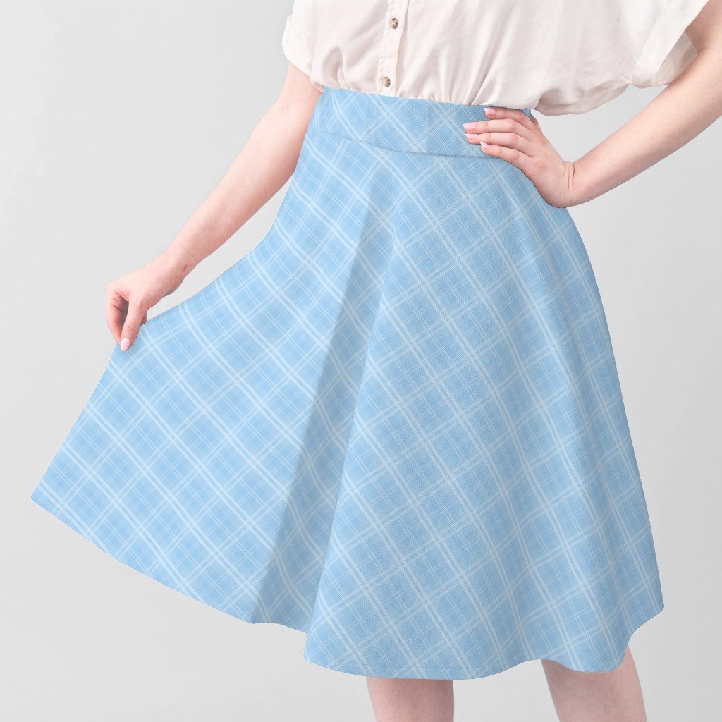 Diagonal Tartan Check Plaid in Pastel Baby Blue with Pale Blue Lines Fabric holiday plaid fabric