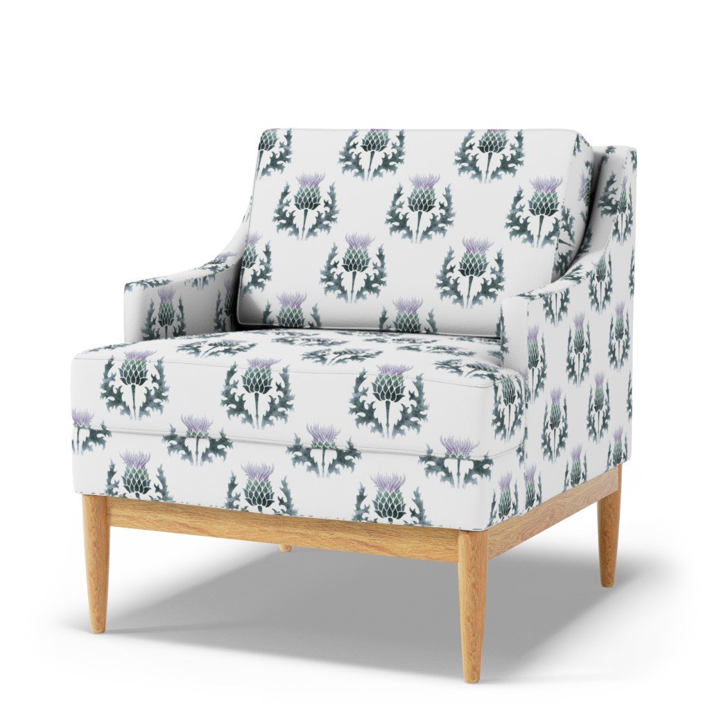 Large Watercolor Scottish Thistle Flower of Scotland Fabric scottish thistle fabric