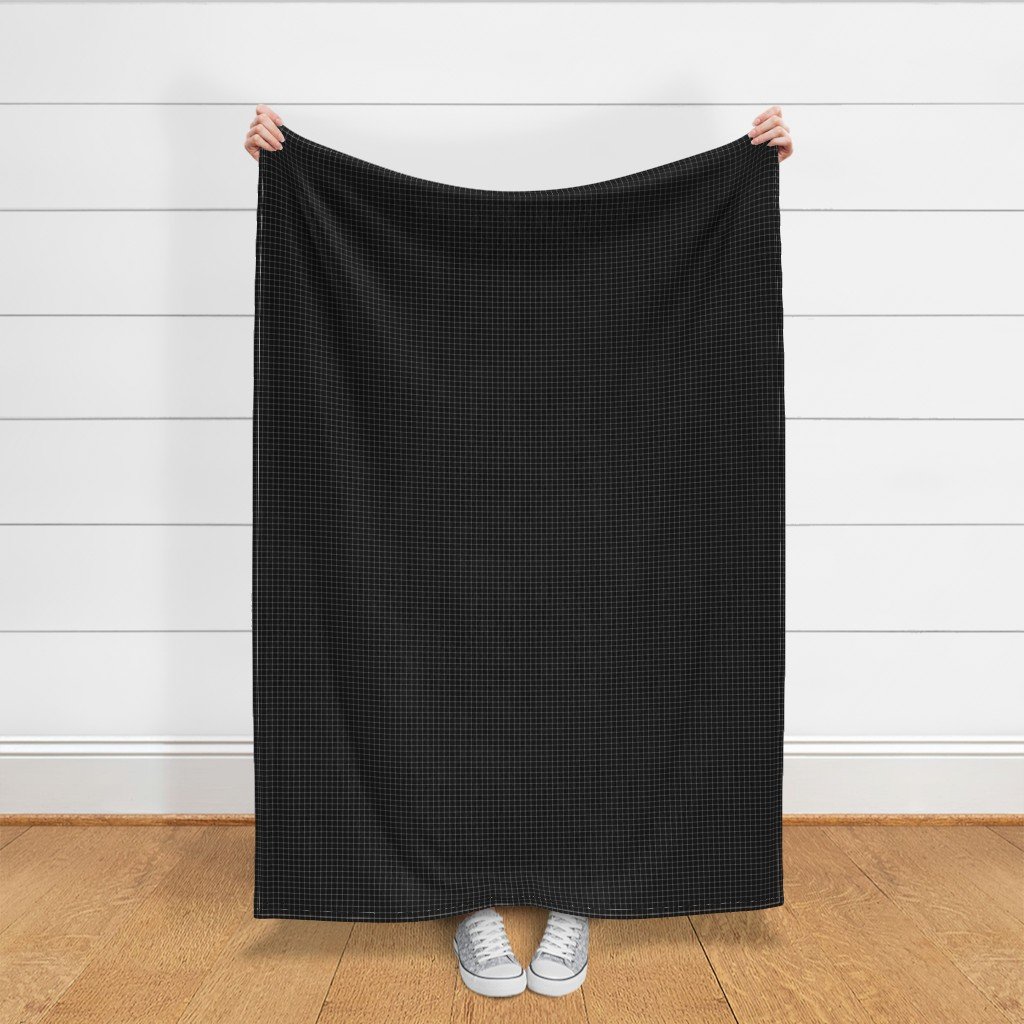 1/2 inch White Grid Lines on Black Fabric square pattern fabric