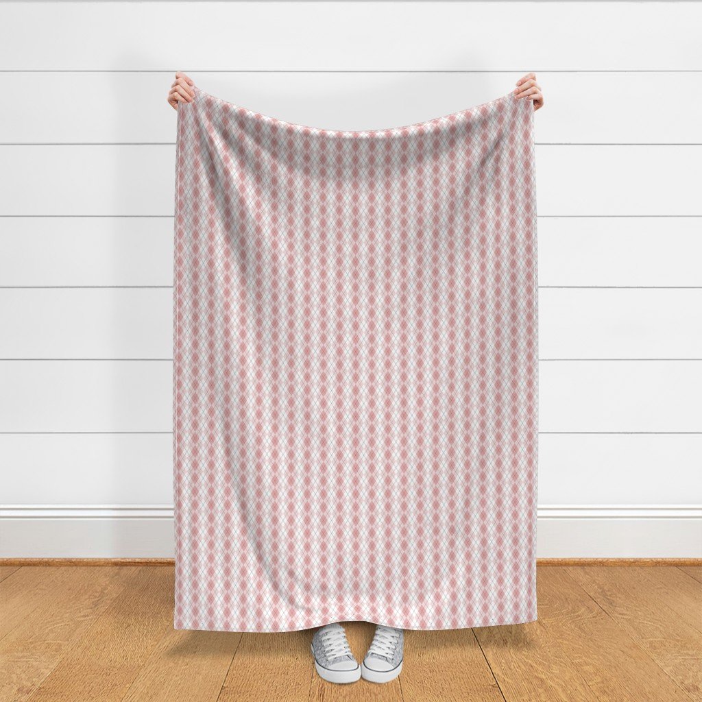 Small Light Pink Argyle Diamond Check Fabric pink argyle fabric