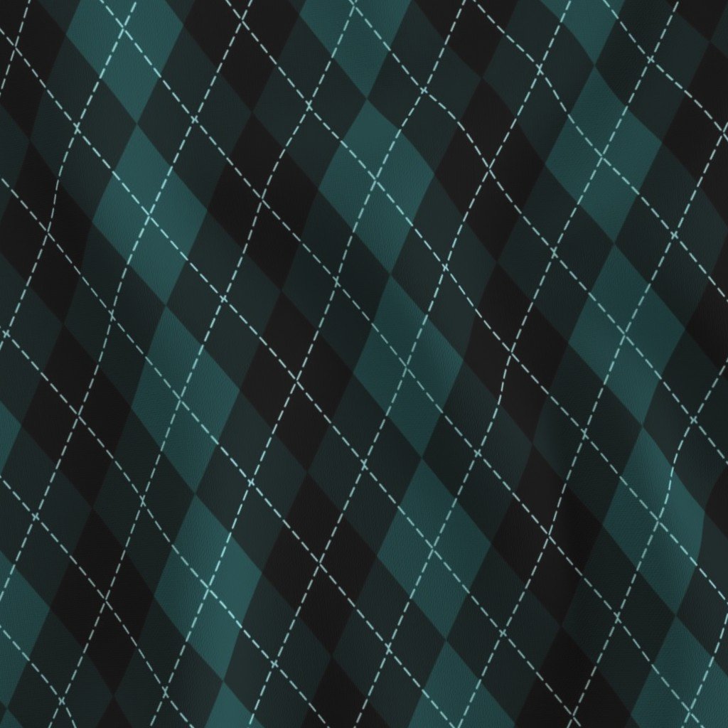 Dark Teal Argyle Diamond Check Fabric lifestyle view