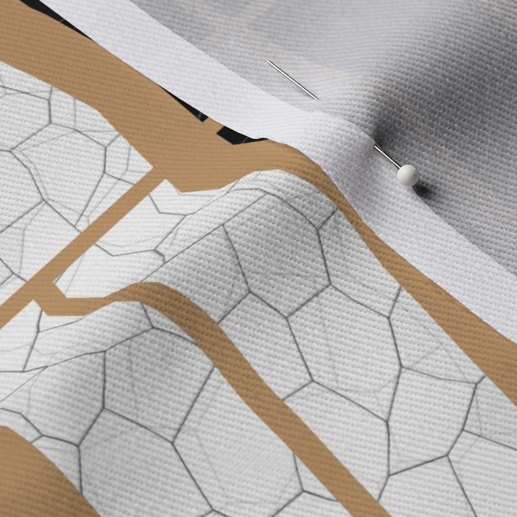 Jumbo Art Deco Geometric Rectangles in Cracked Black and Faux Gold Fabric cracked pattern fabric