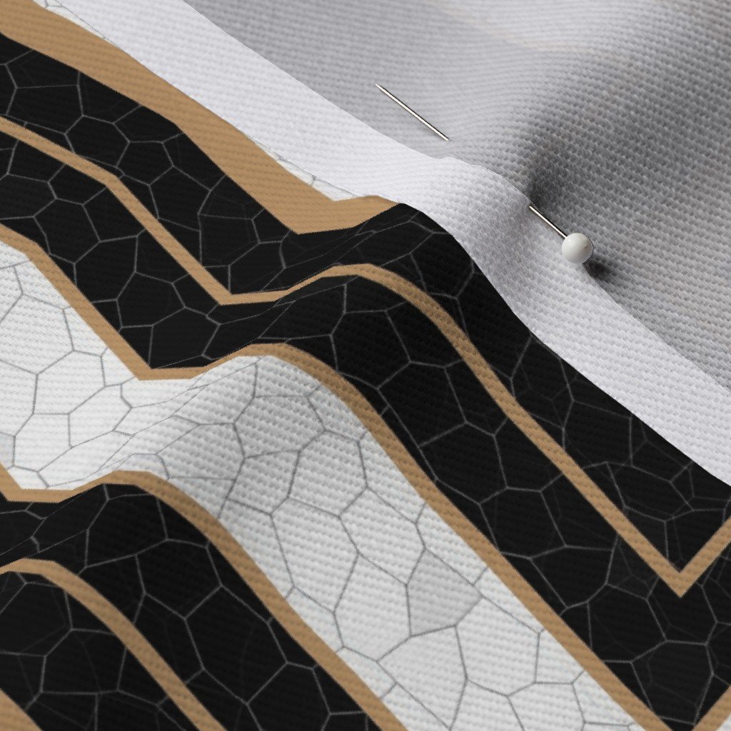 Small Art Deco Geometric Rectangles in Cracked Black and Faux Gold Fabric eggshell pattern fabric