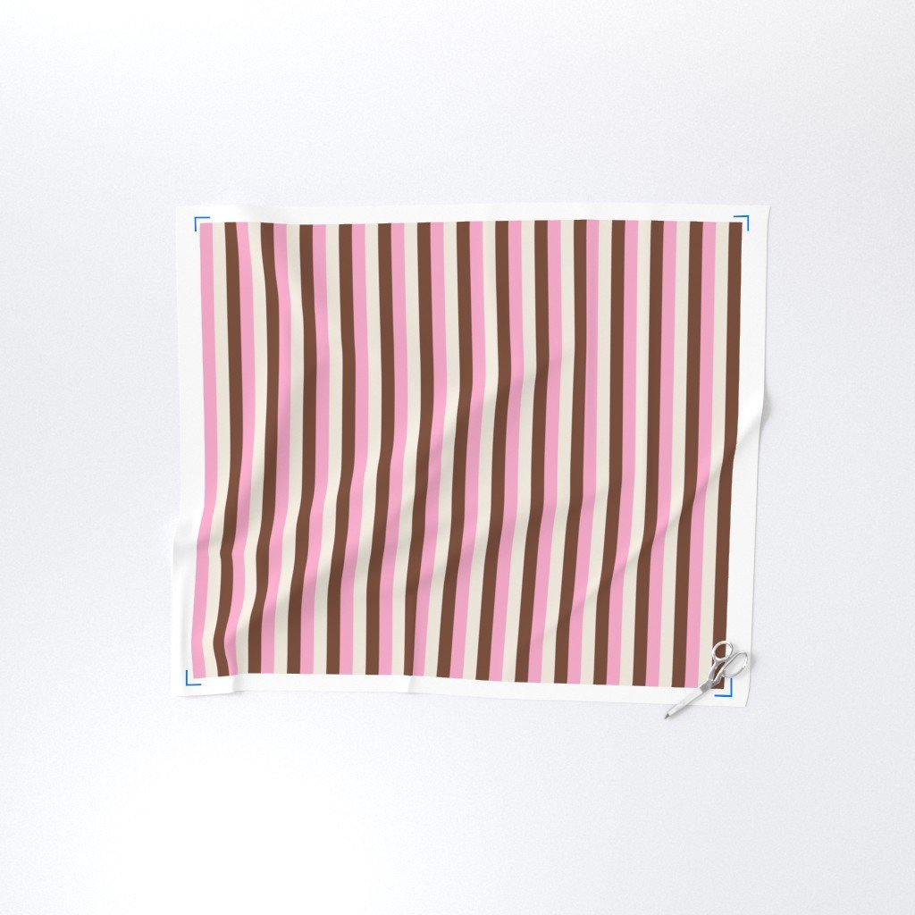 Vertical Vanilla Chocolate Strawberry Ice Cream Stripes 1 inch Fabric strawberry ice cream fabric