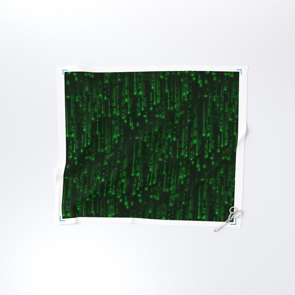 Bright Neon Green Digital Rain Computer Code Fabric computer fabric