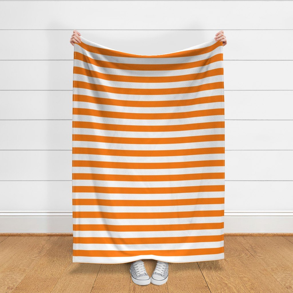 Florida Orange and White Horizontal Stripes Fabric orange stripes fabric