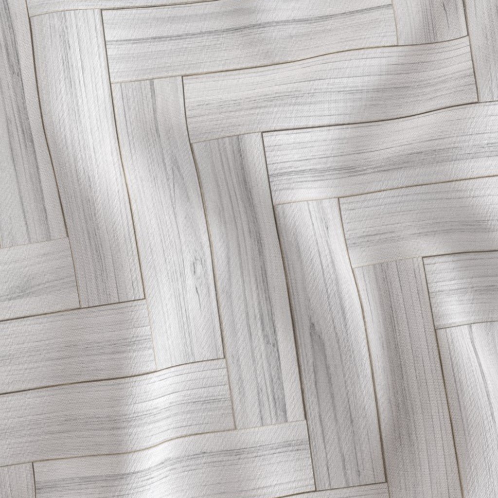Whitewashed Geometric Herringbone 2 inch Fabric wood parquet fabric