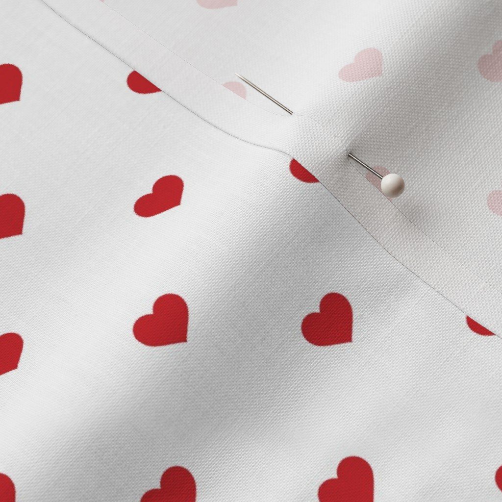 Mini Poppy Red Valentines Polkadot Love Hearts on White Background Fabric white heart fabric