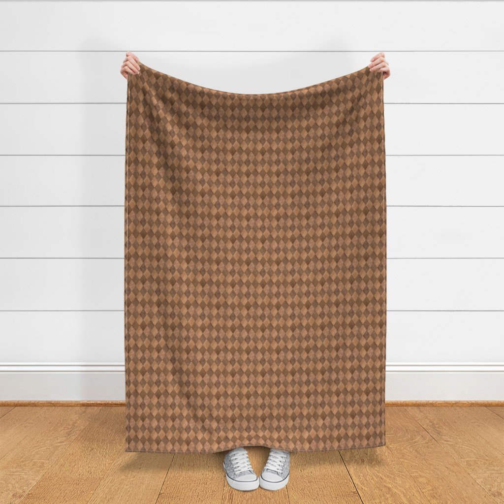 Small Light and Dark Wood Harlequin Diamond Check Marquetry Fabric diamond fabric