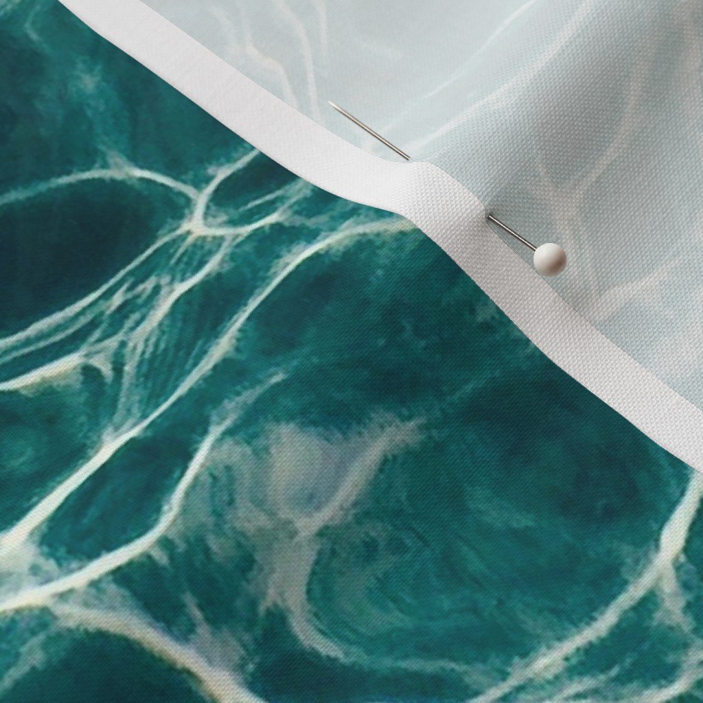 Deep Teal Ocean Water Ripple Reflections with Shimmering Coastal Waves Fabric water waves fabric