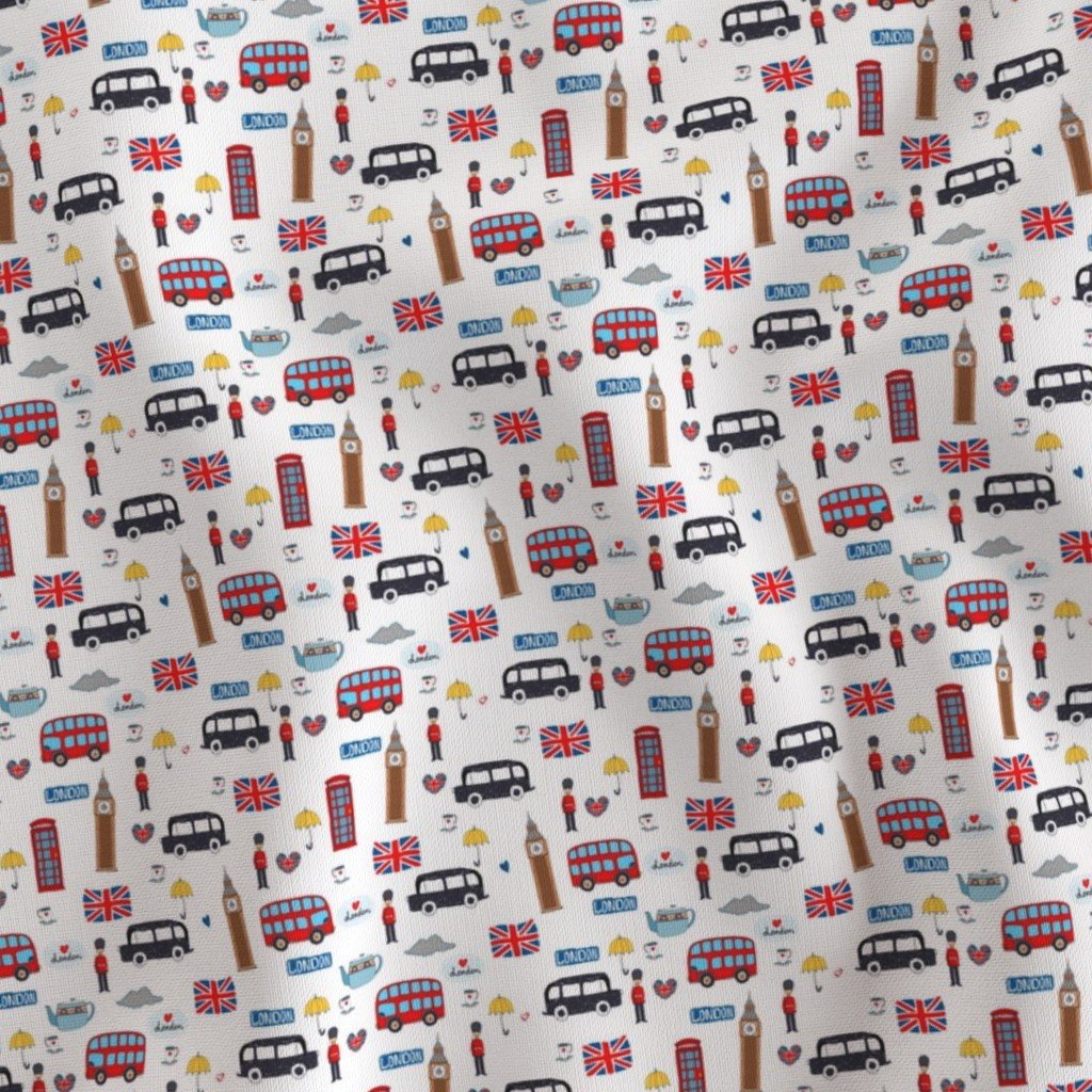 Small London England Handdrawn Motifs Big Ben Union Jack Palace Guard Fabric palace guard fabric