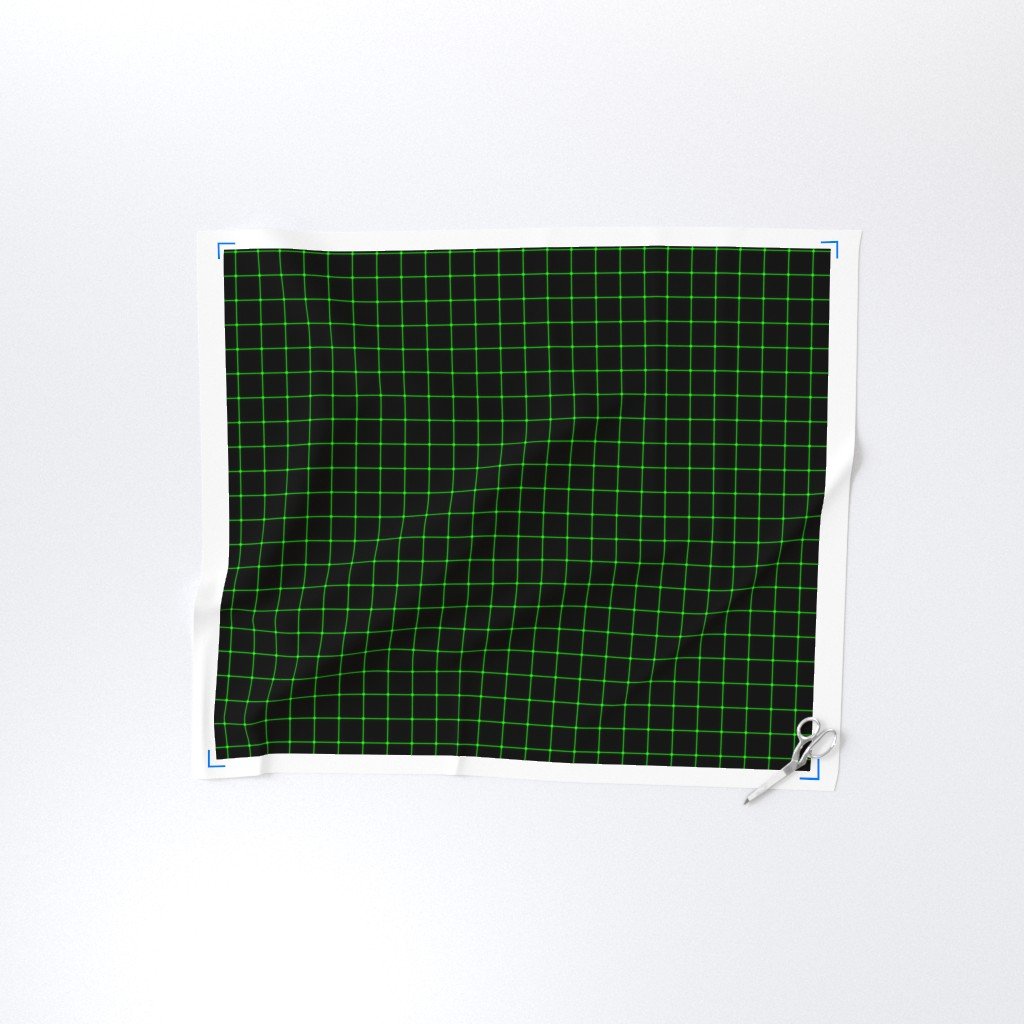 Small Matrix Optical Illusion Grid in Black and Neon Green Fabric color fabric
