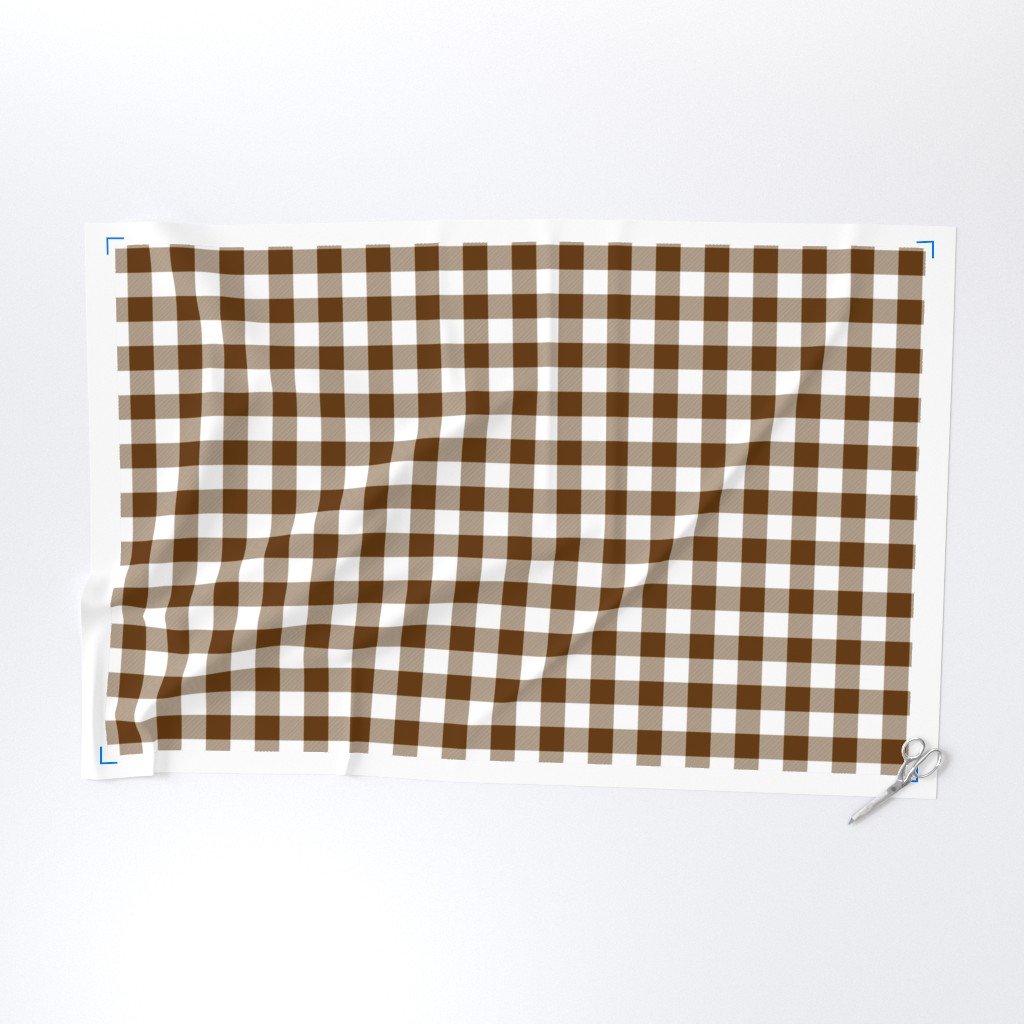 Brown and White Buffalo Check Gingham Plaid Fabric gingham check fabric