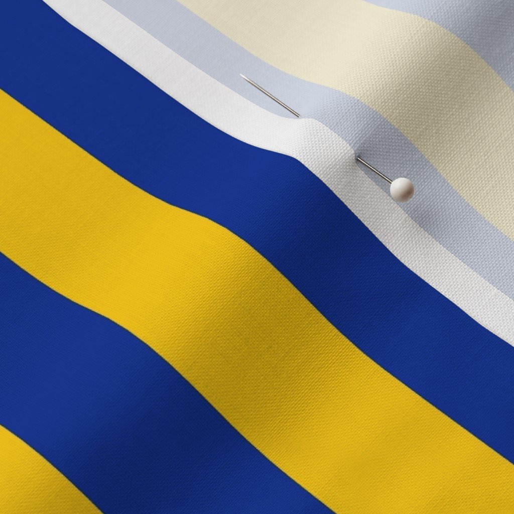 School Colors Vertical One Inch Stripe Blue and Gold Mairemont HS Fabric blue striped fabric